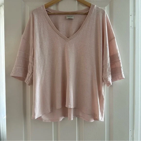 Wrap London Soft Pink V-Neck Tee Organic Cotton 💕 - Picture 1 of 7
